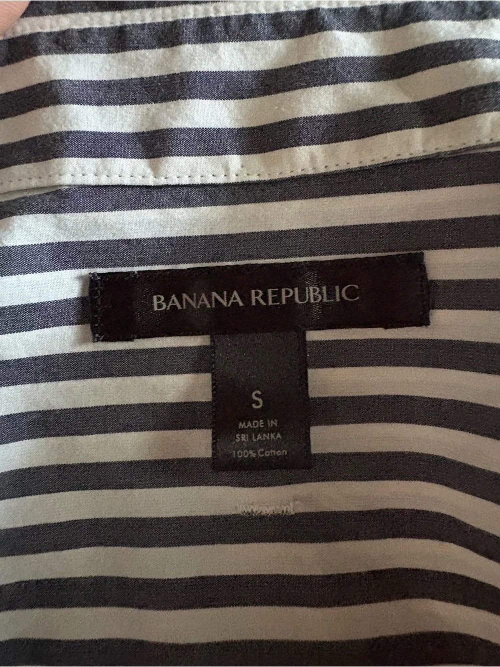 Banana Republic Gray & White Striped Long-Sleeve Dress Shirt